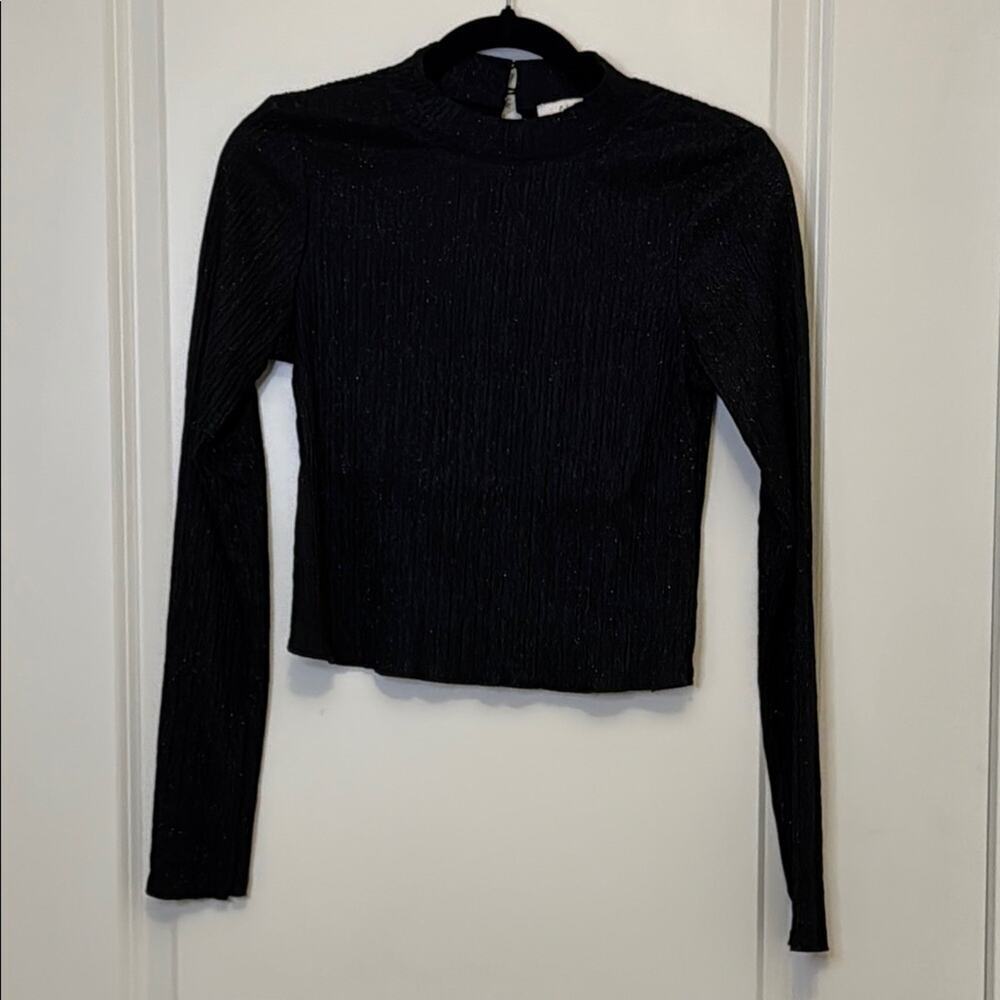 Sadie & Sage Black Shimmer Crop Top